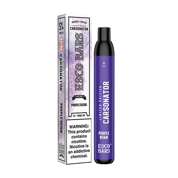 Esco Bars Carsonator Mesh Disposable | 2500 Puffs | 6mL | 50Mg | MOQ 10 | Purple Reign with Packaging