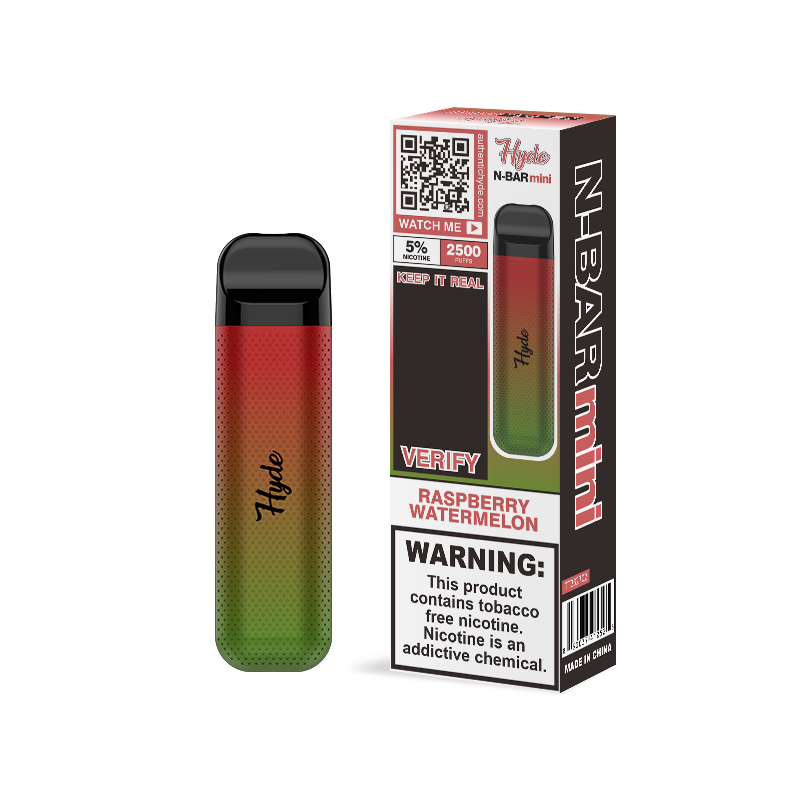 Hyde N-Bar Mini Disposable 2500 Puffs 7mL 50mg | MOQ 10 | Raspberry Watermelon with Packaging