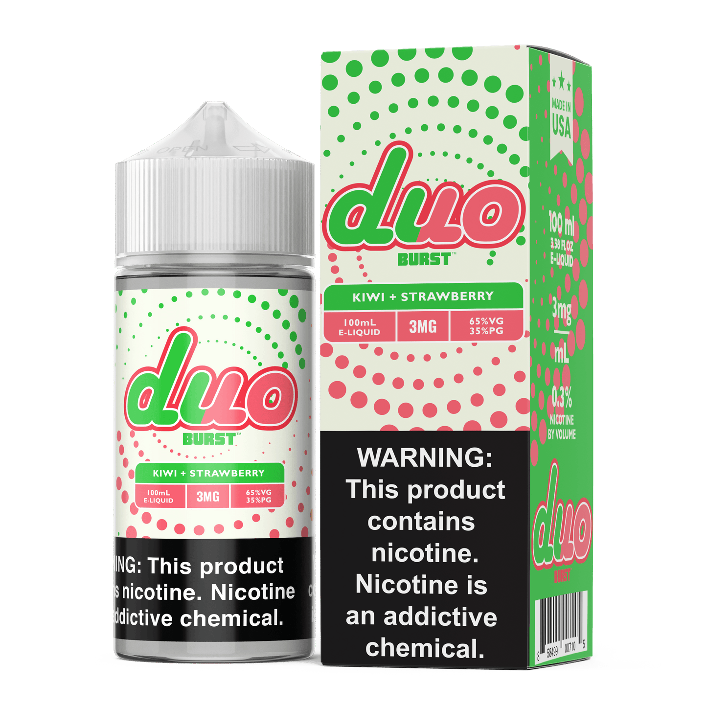 Burst Duo Series E-Liquid | 100mL | 3mg | Freebase | Kiwi Strawberry with packaging