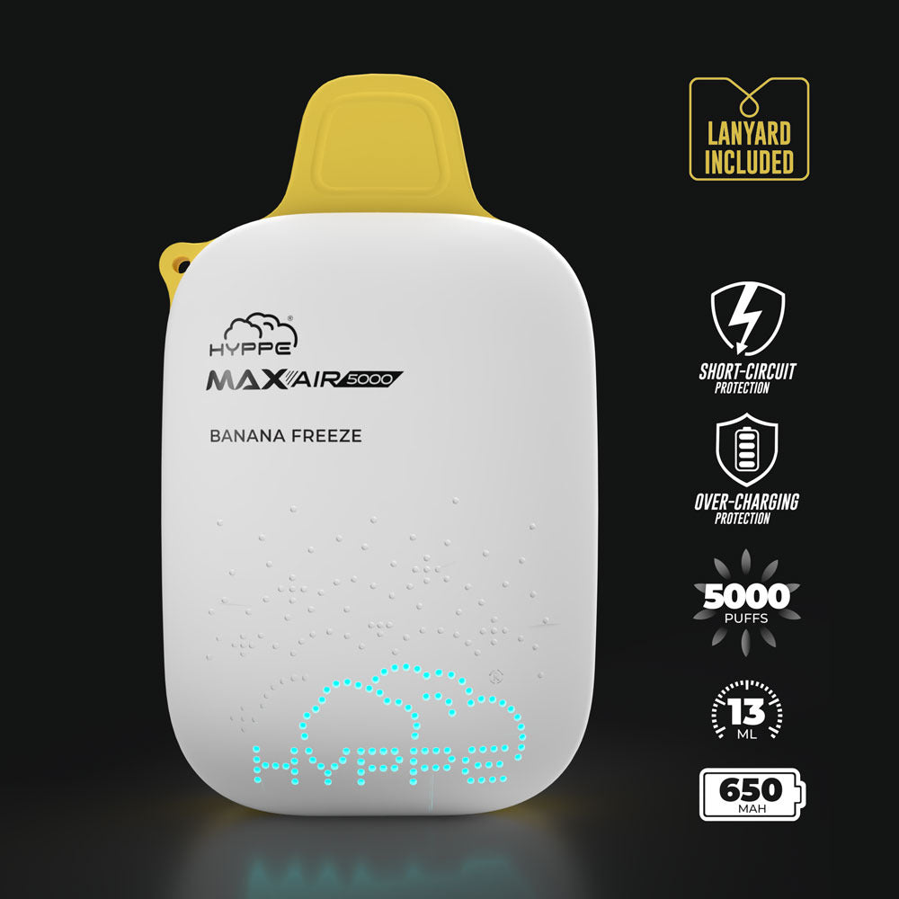 Hyppe Max Air Disposable | 5000 Puffs | 13mL | 50mg | MOQ 5 | Banana Freeze