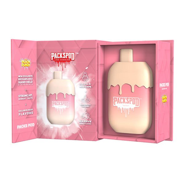Packspod Disposable | 5000 Puffs | 12mL | 50mg | MOQ 5 | (Limited Edition) Peach Punch with Packaging