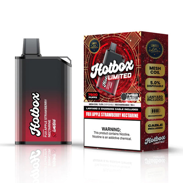 Puff HotBox Disposable | 7500 puffs | 16mL | MOQ 10pc | Fuji Apple Strawberry Nectarine with Packaging