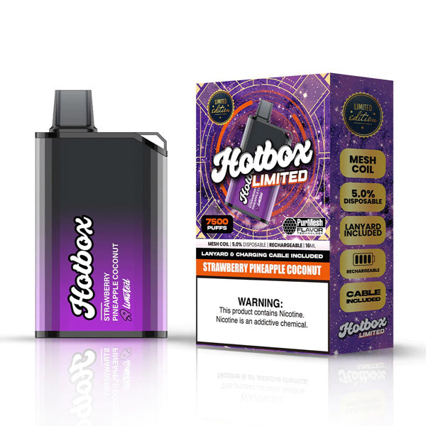 Puff HotBox Disposable | 7500 puffs | 16mL | MOQ 10pc | Strawberry Pineapple Coconut with Packaging