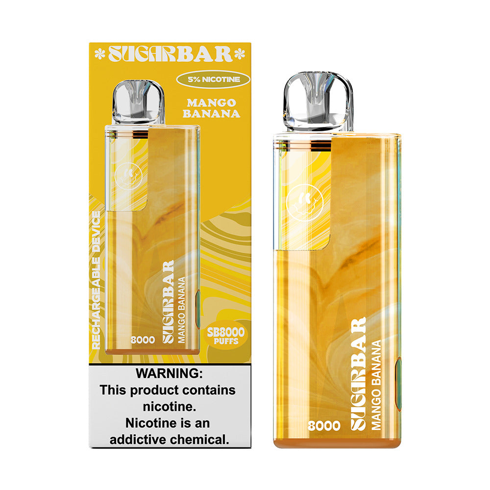 Sugarbar SB8000 Disposable | 8000 Puffs | 19mL | 50mg | MOQ 10 | Mango Banana with packaging
