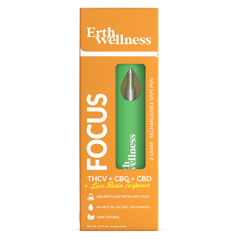 ERTH CBD Disposables (2g) | Focus THCV + CBG + CBD + LR
with Packaging