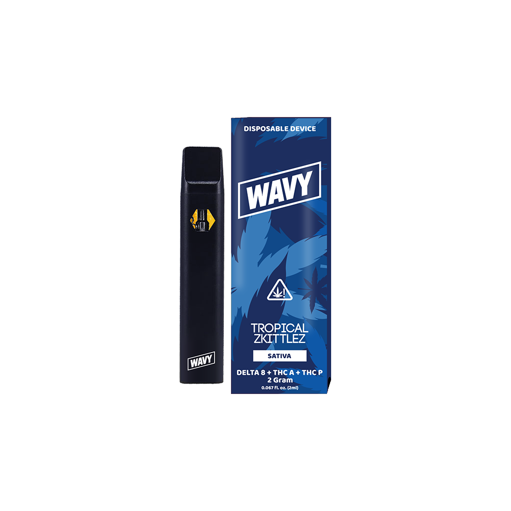 Wavy D8 + THCA + THCP Disposable (2g) Tropical Zkittlez with Packaging