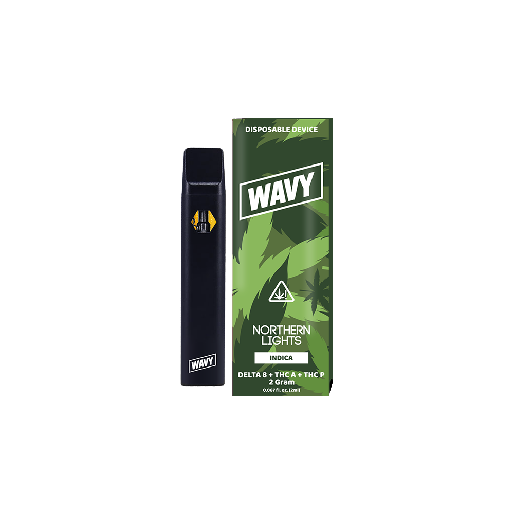 Wavy D8 + THCA + THCP Disposable (2g) Northern Lights with Packaging