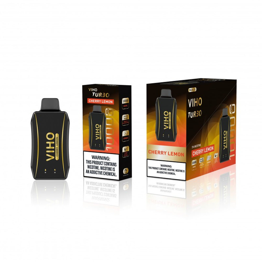 Viho Turbo Disposable | 10000 Puffs | 17mL | 50mg | MOQ 5 | Black & Gold Edition Cherry Lemon - with packaging