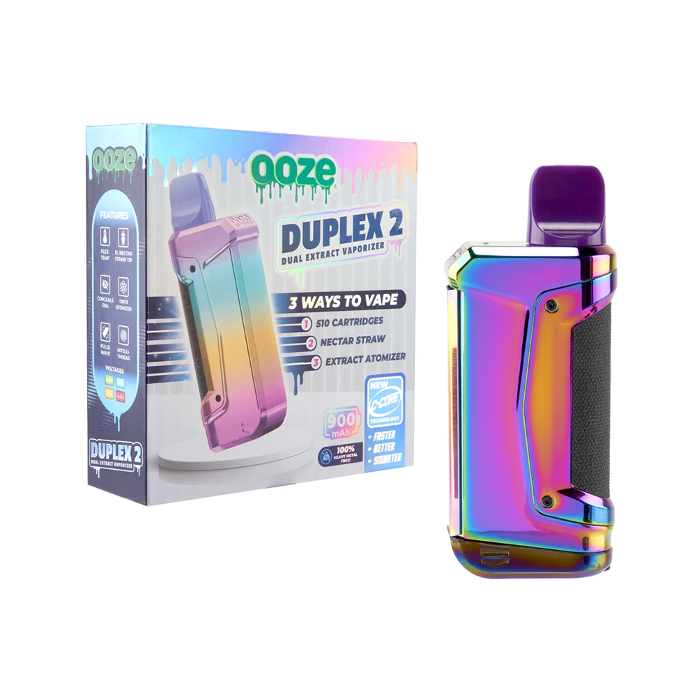 Ooze Duplex 2 Dual Extract Wax Vaporizer (900mAh) Rainbow with Packaging