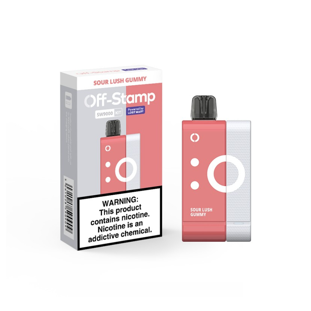 Off Stamp Disposable Kit | 9000 Puffs | 13mL | 50mg | (Disposable + Power Dock) | MOQ 5 | Sour Lush Gummy with Packaging
