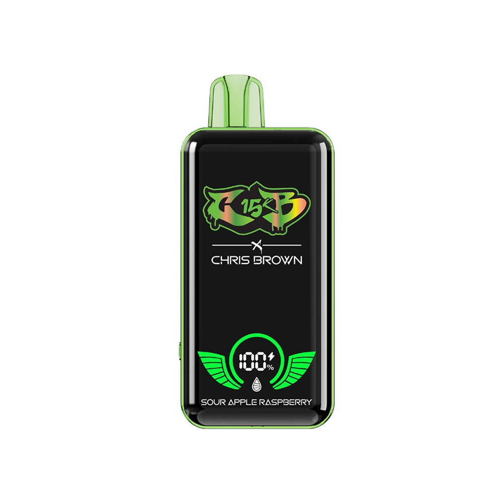 Chris Brown CB15K Disposable | 15000 Puffs | 15mL | 50mg | MOQ 5 | Sour Apple Raspberry