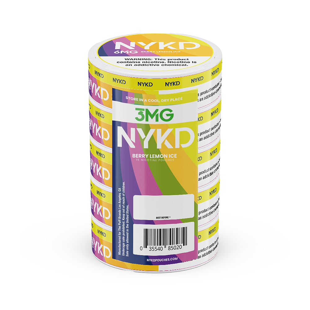 NYKD Nicotine Pouches (20ct Can)(5-Can Pack) | Berry Lemon ice