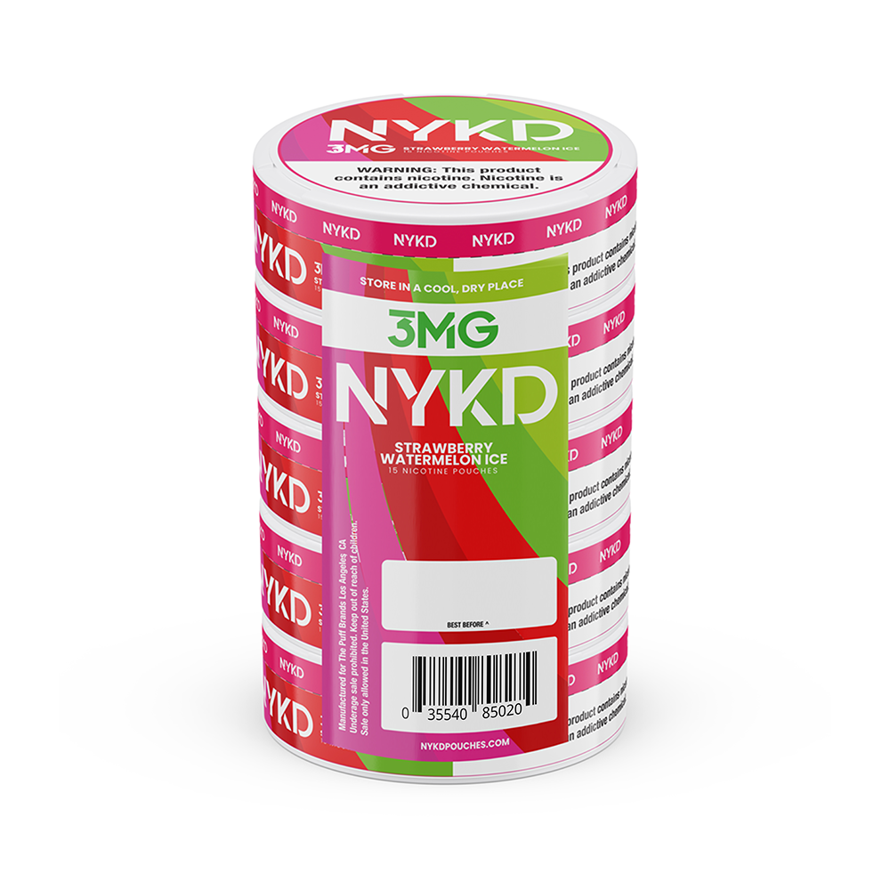 NYKD Nicotine Pouches (20ct Can)(5-Can Pack) | Strawberry Watermelon Ice