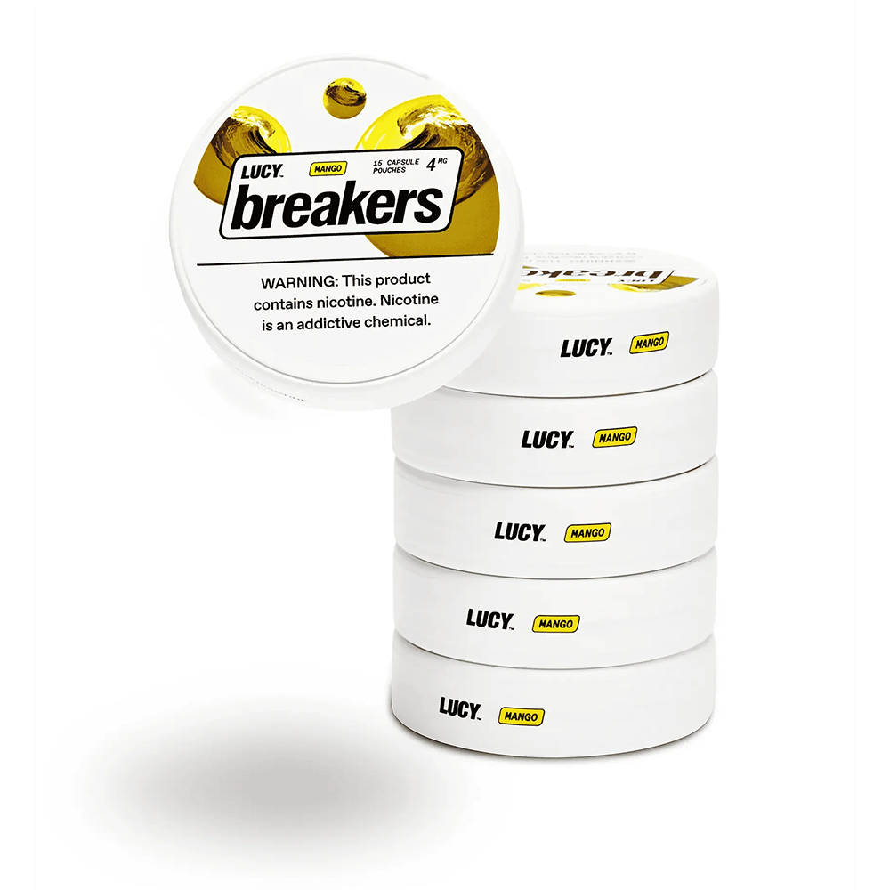 Lucy Nicotine Capsule Pouches (15ct Can)(5-Can Pack) | Mango