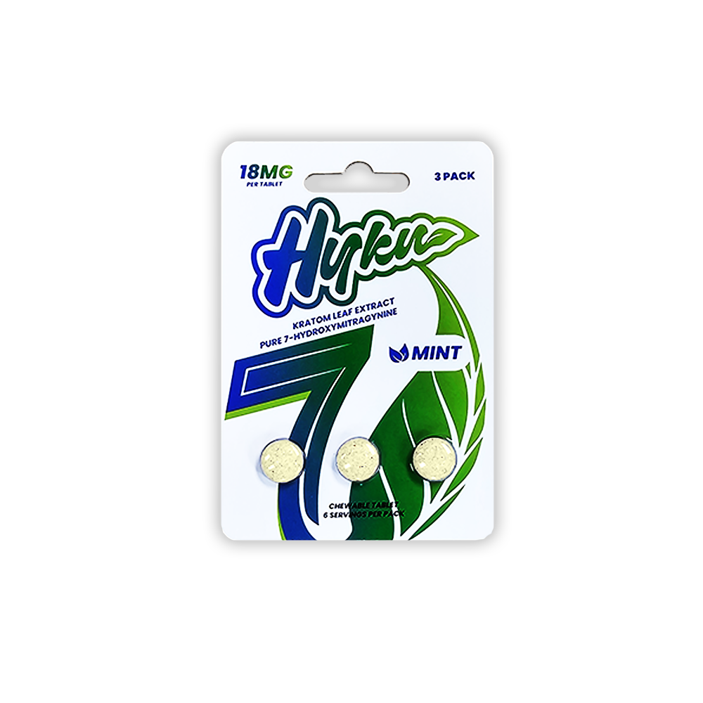 Hyku Kratom Leaf Extract Pure 7-Hydroxymitragynine Tablet 3-Pack (30pc Box)