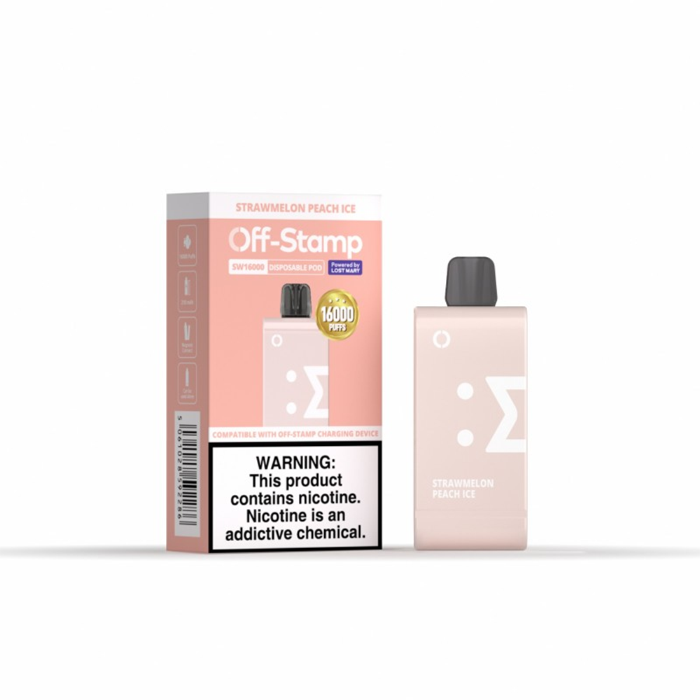 Off Stamp SW16000 Disposable | 16000 Puffs | 17mL | 50mg | (Pod Disposable Only) | MOQ 5 | Strawmelon Peach Ice with packaging