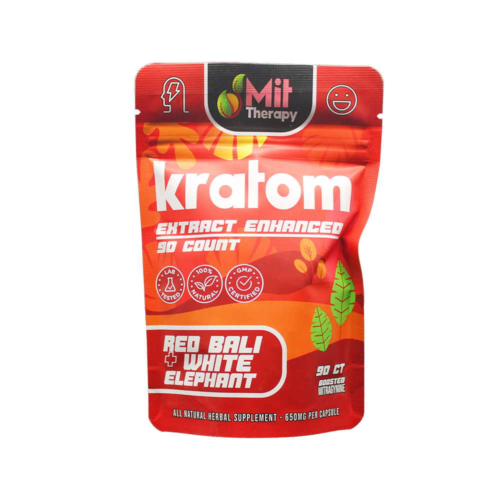 MIT Therapy Kratom Capsules (650mg 90ct Pouch) - Red Bali/ White Elephant