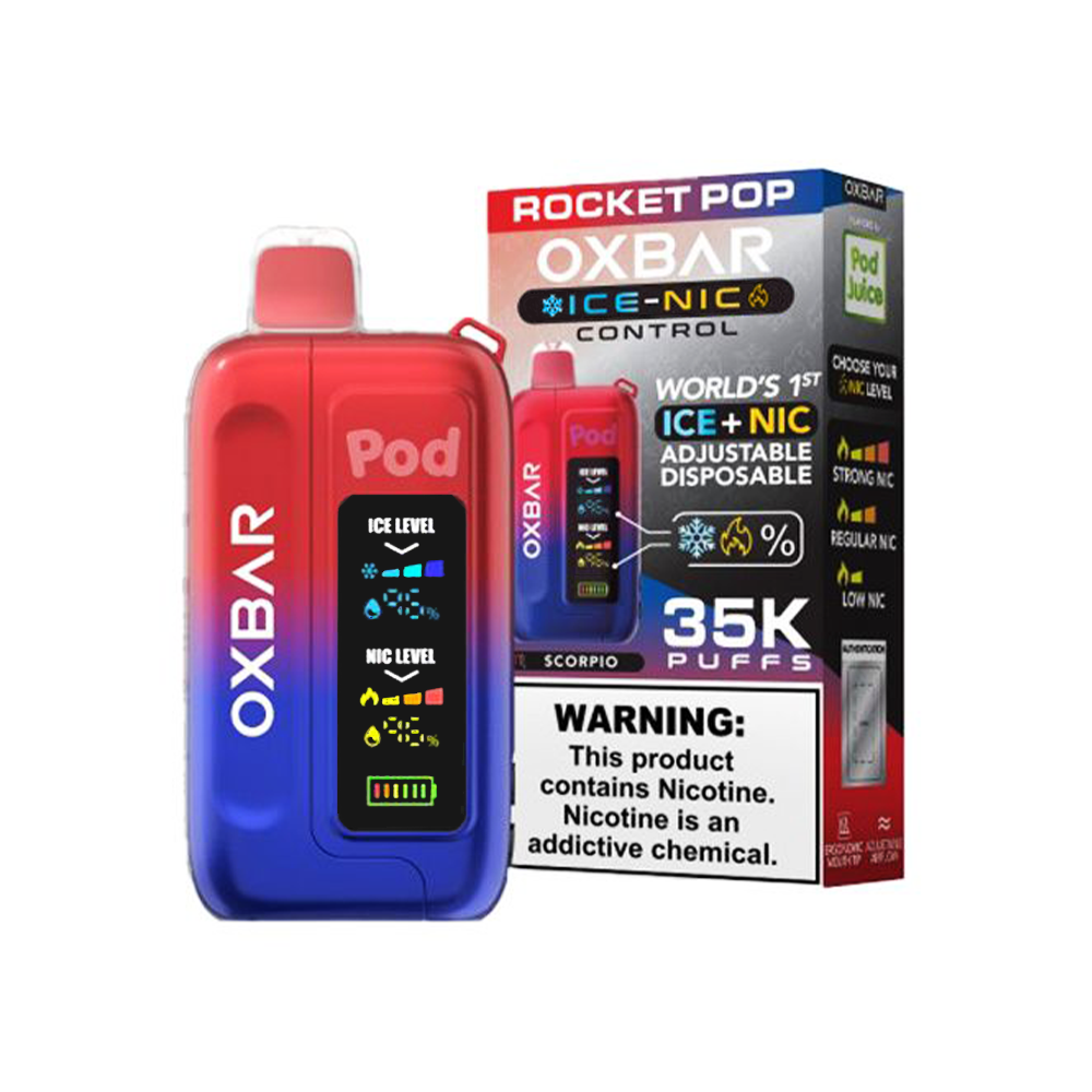Oxbar Ice-Nic Control Pod Juice Edition Disposable | 35000 Puffs | 14mL | 50mg | MOQ 5 | Rocket Pop with packaging