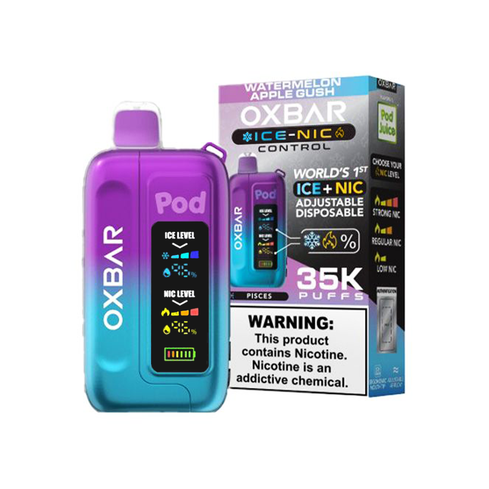 Oxbar Ice-Nic Control Pod Juice Edition Disposable | 35000 Puffs | 14mL | 50mg | MOQ 5 | Watermelon Apple Gush with packaging