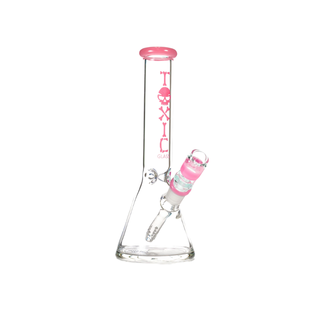 MKGlass TX75 Toxic Beaker Water Pipe 10″ - Slime Pink