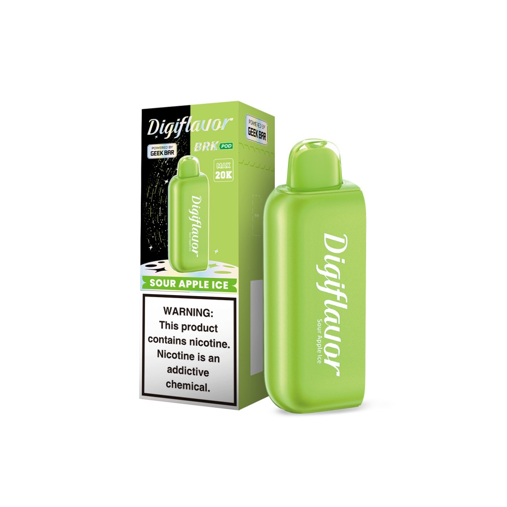 Geek Bar Digi Flavor BRK Pods | 20000 Puff | 12mL | 50mg | (Pod Only) | MOQ 5 | Sour Apple Ice with packaging