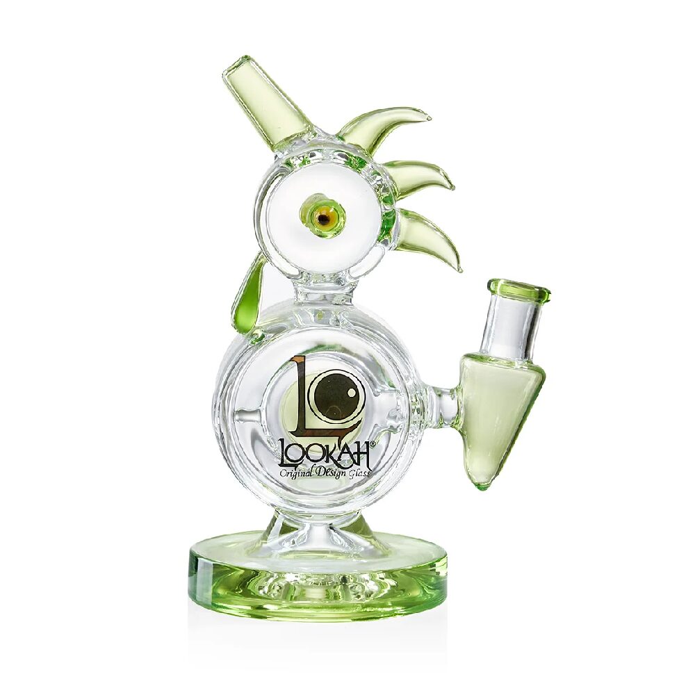 Lookah (Dab Rig) 8″ Mini Disc Percolator Rooster Glass Water Pipe (WPC1000) - Green