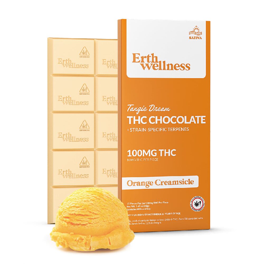 ERTH (D9 THC)(Chocolate)(100mg 1ct Bar) - Tangie Dream with packaging