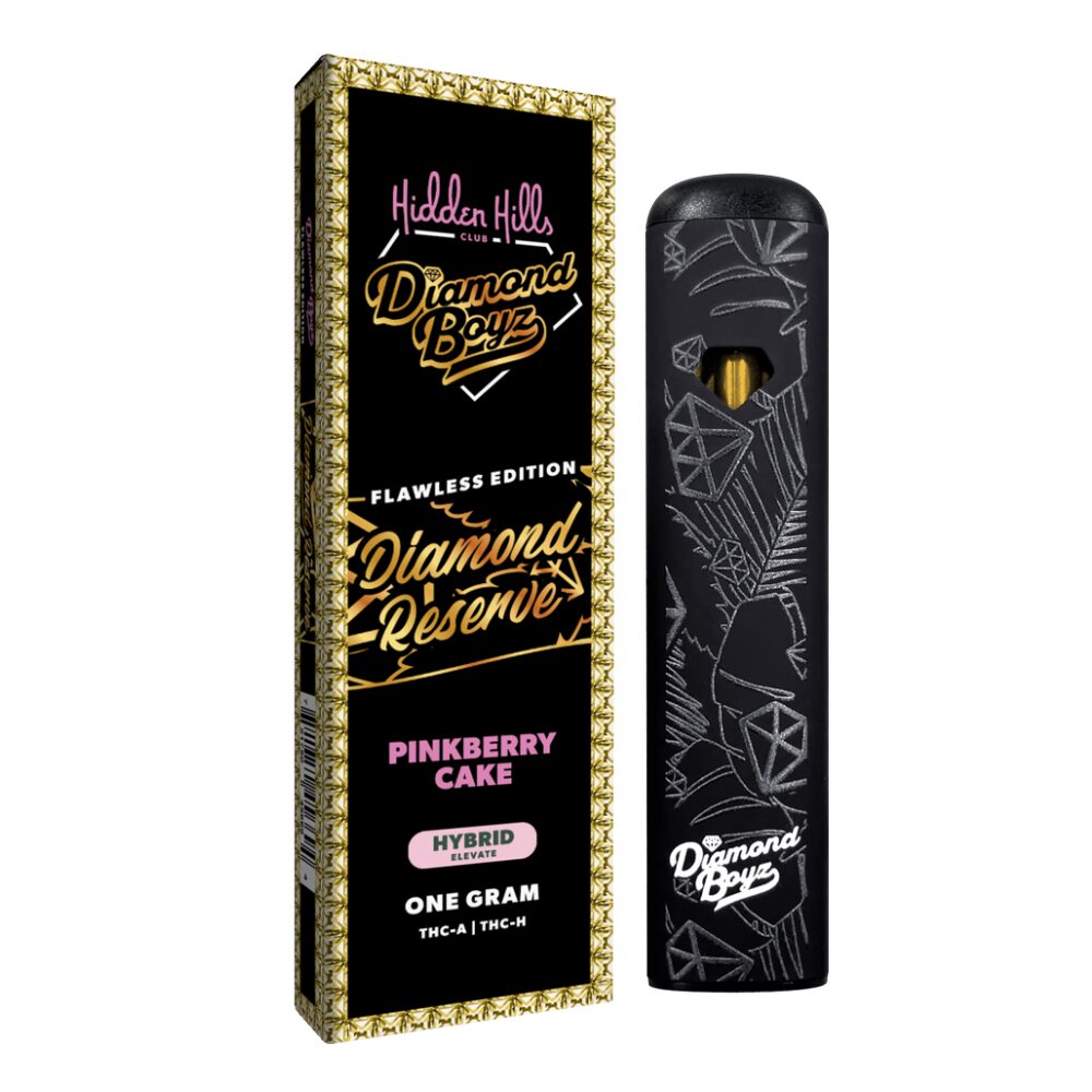 Hidden Hills x Diamond Boyz (DispoDelta)(1g) Diamond Reserve THCA + THCH - Pinkberry Cake (Hybrid) with packaging