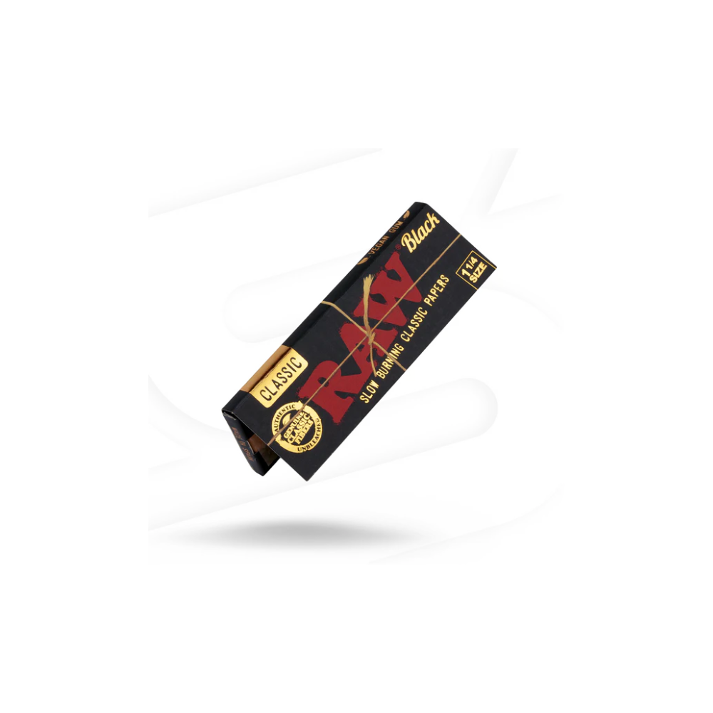 Raw* (DSPLY 24pc)(Wraps)(50-Pack) Rolling Papers - Black Classic 1 ¼” (SAS)