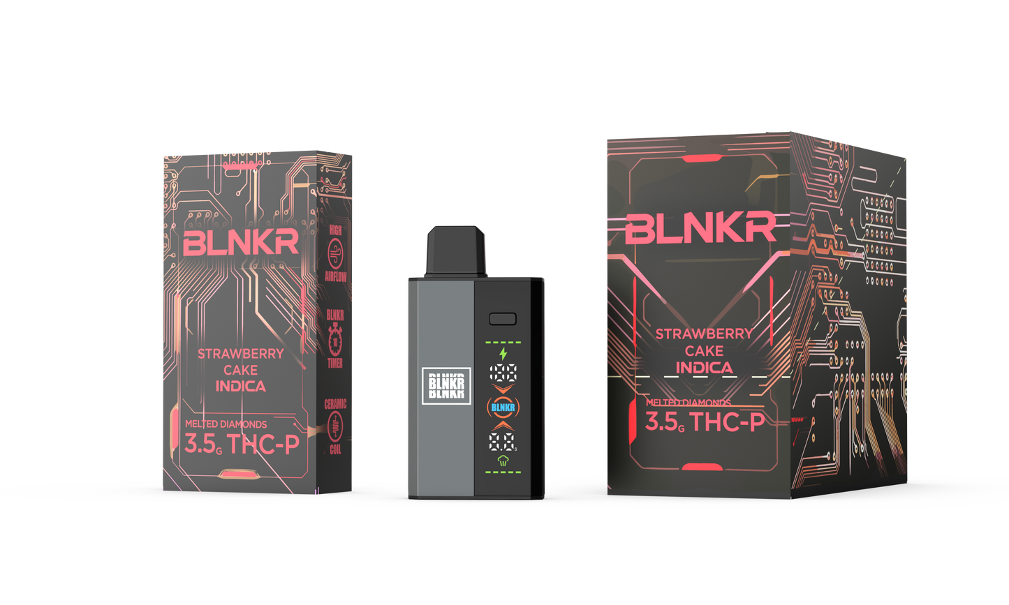 BLNKR (DispoDelta)(3.5g) Melted Diamonds THC-P - Strawberry Cake (Indica) with packaging
