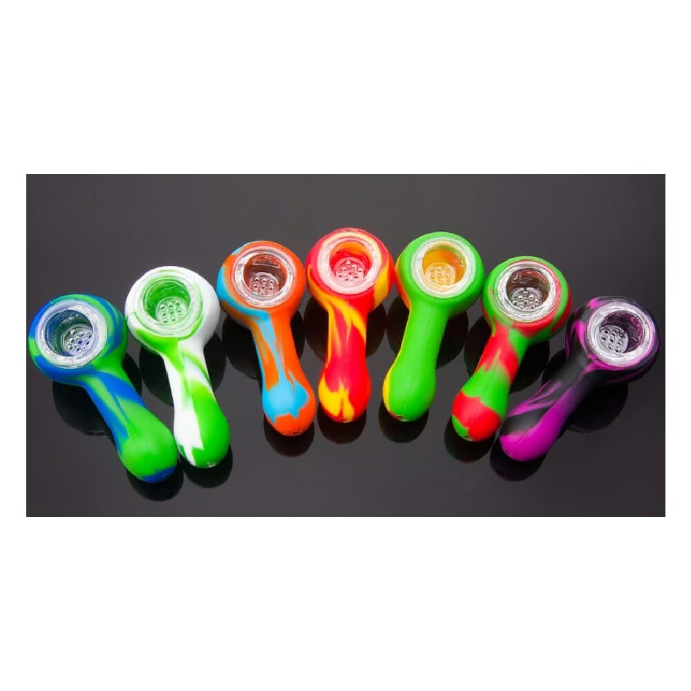 Non branded (Hand Pipe)(5-Pack) SHP5 Mini Silicone Hand Pipe - Assorted Colors (SAS)