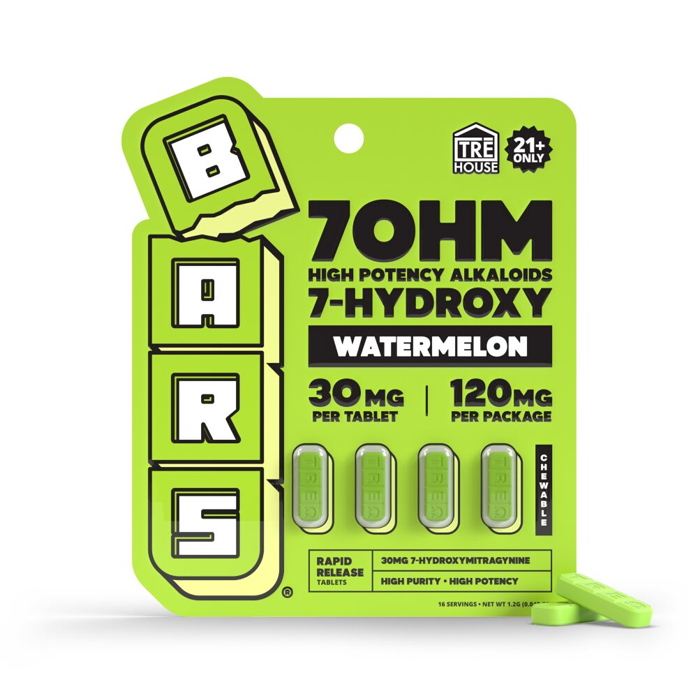 BARS x TreHouse 7OHM (Kratom)(30mg 4ct Tablet) 7 Hydroxy - Watermelon