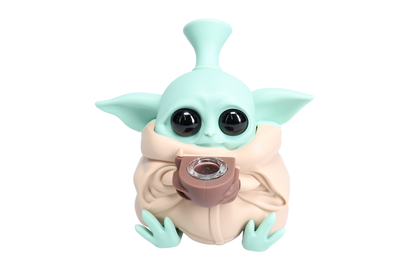 Non branded (Hand Pipe)(1-Pack) SHP12 Baby Yoda Silicone Hand Pipe - Brown