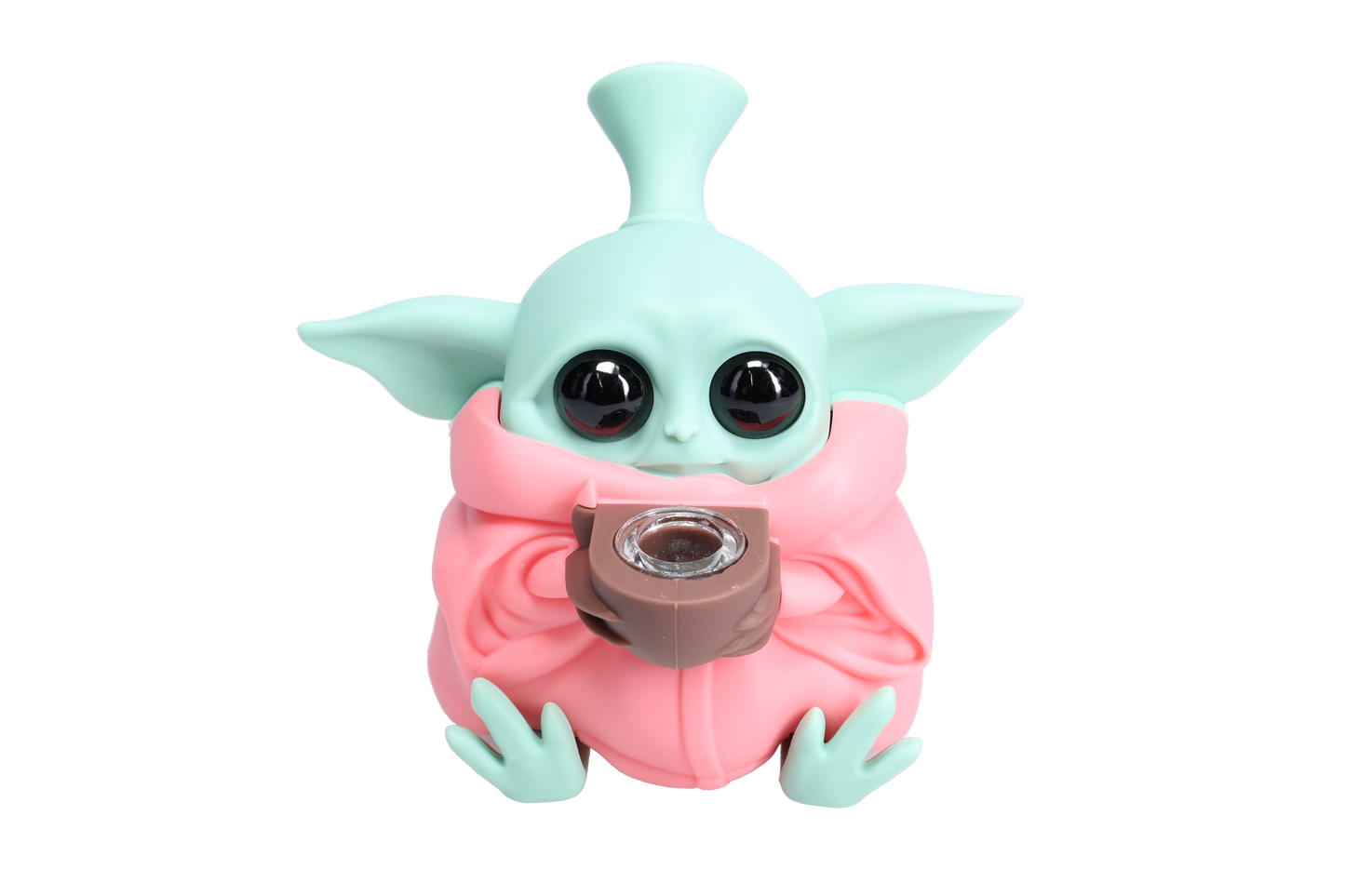 Non branded (Hand Pipe)(1-Pack) SHP12 Baby Yoda Silicone Hand Pipe - Pink