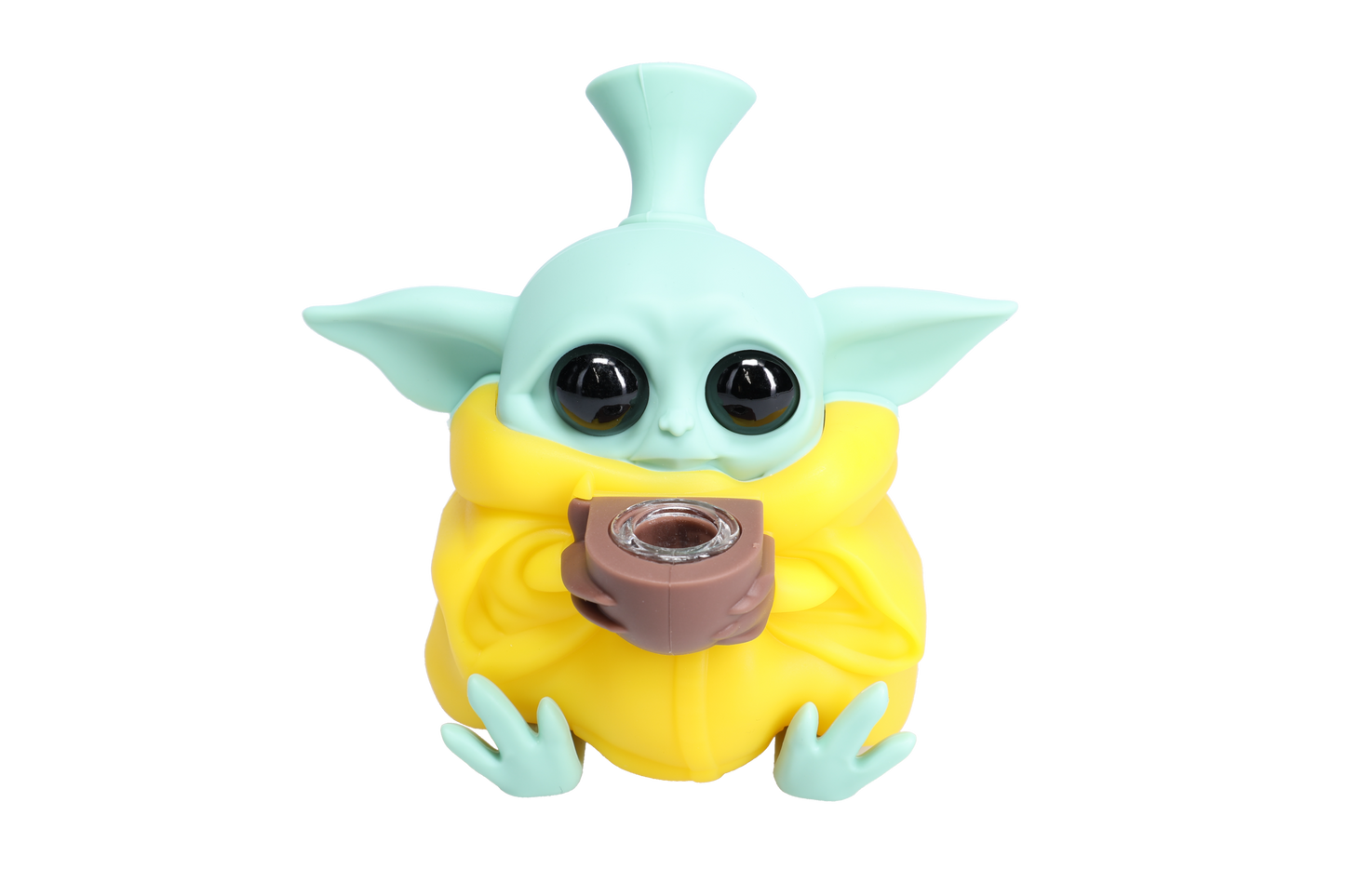 Non branded (Hand Pipe)(1-Pack) SHP12 Baby Yoda Silicone Hand Pipe - Yellow