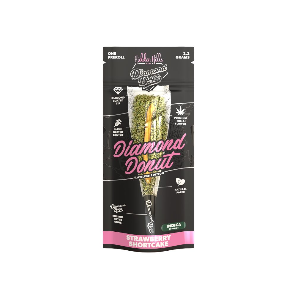Hidden Hills x Diamond Boyz (Delta)(Pre-Roll)(2.2g 1ct Pouch) Diamond Donut Hashholes THC-A- Strawberry Shortcake