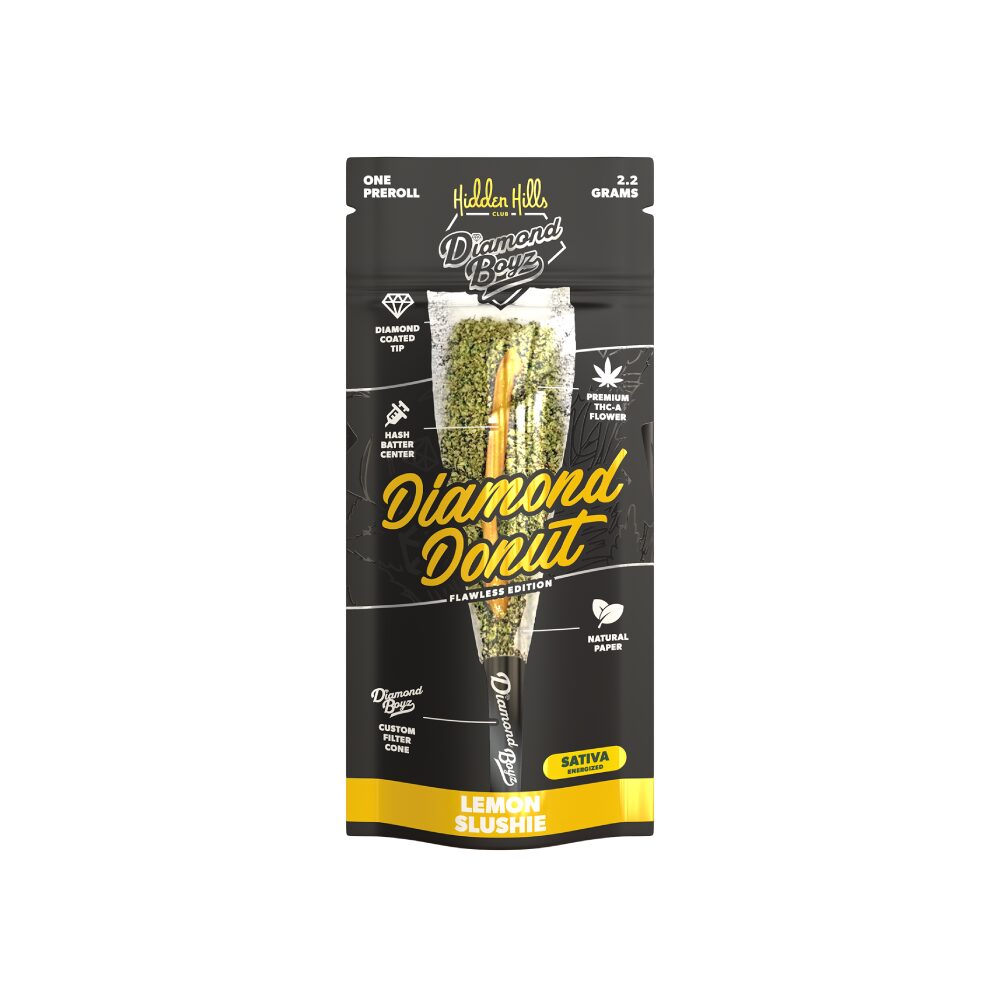 Hidden Hills x Diamond Boyz (Delta)(Pre-Roll)(2.2g 1ct Pouch) Diamond Donut Hashholes THC-A- Lemon Slushie