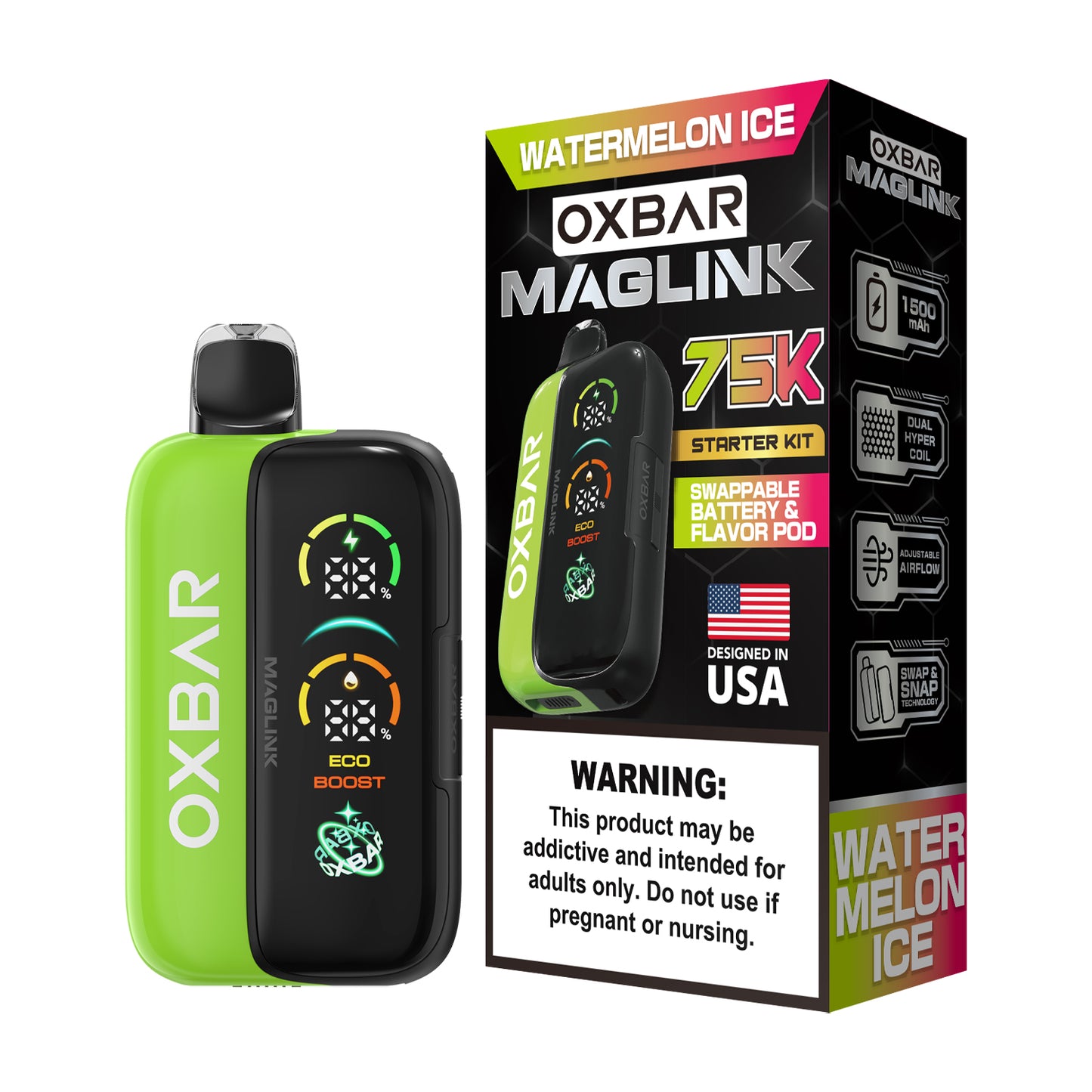 Oxbar Maglink Starter Kit (Dispo) (75000Puff)(30mL) Nixodine- Watermelon Ice with packaging