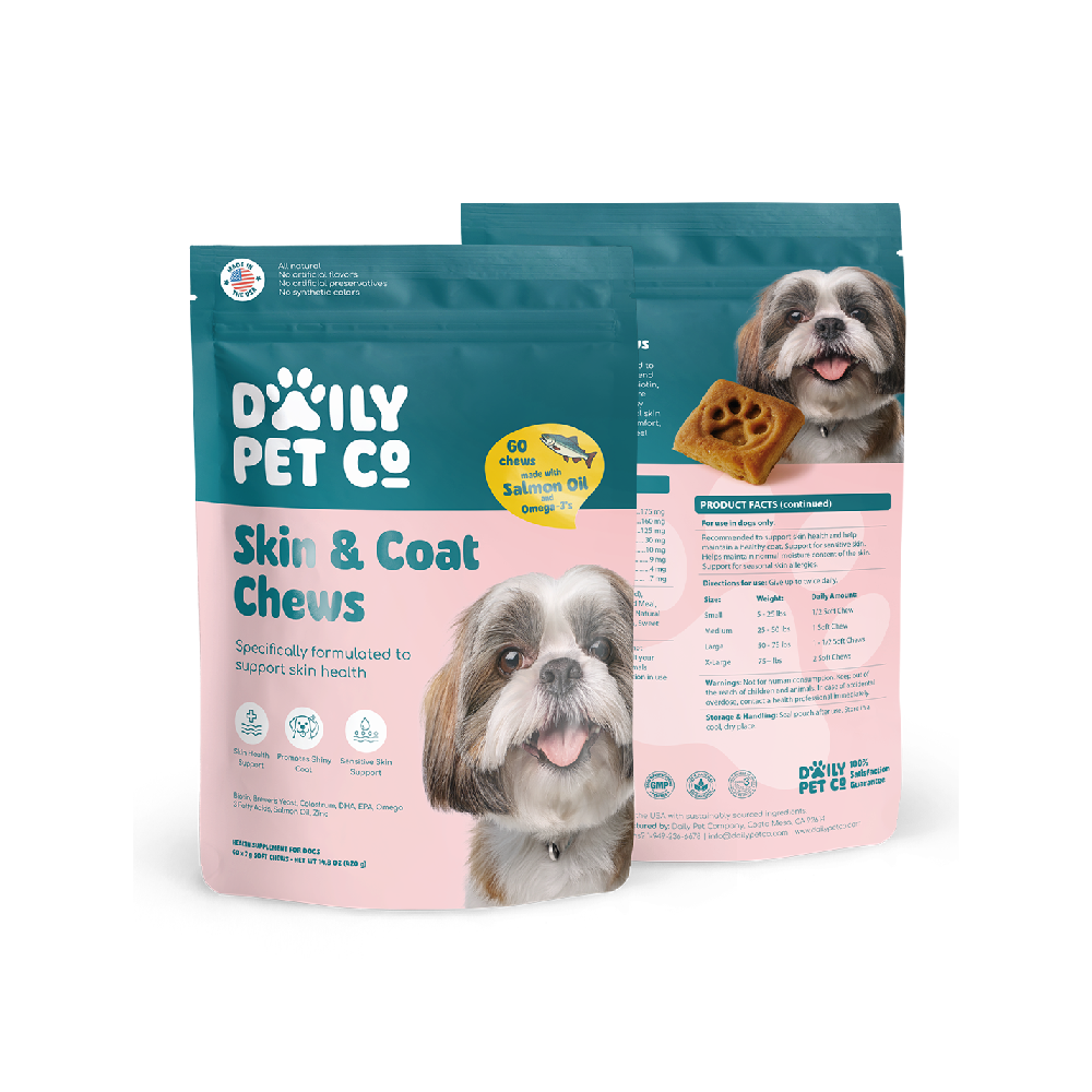 Daily Pet Co (Dog Treats)(60ct Pouch) Calming Chews - Skin and Coat Soft Chews