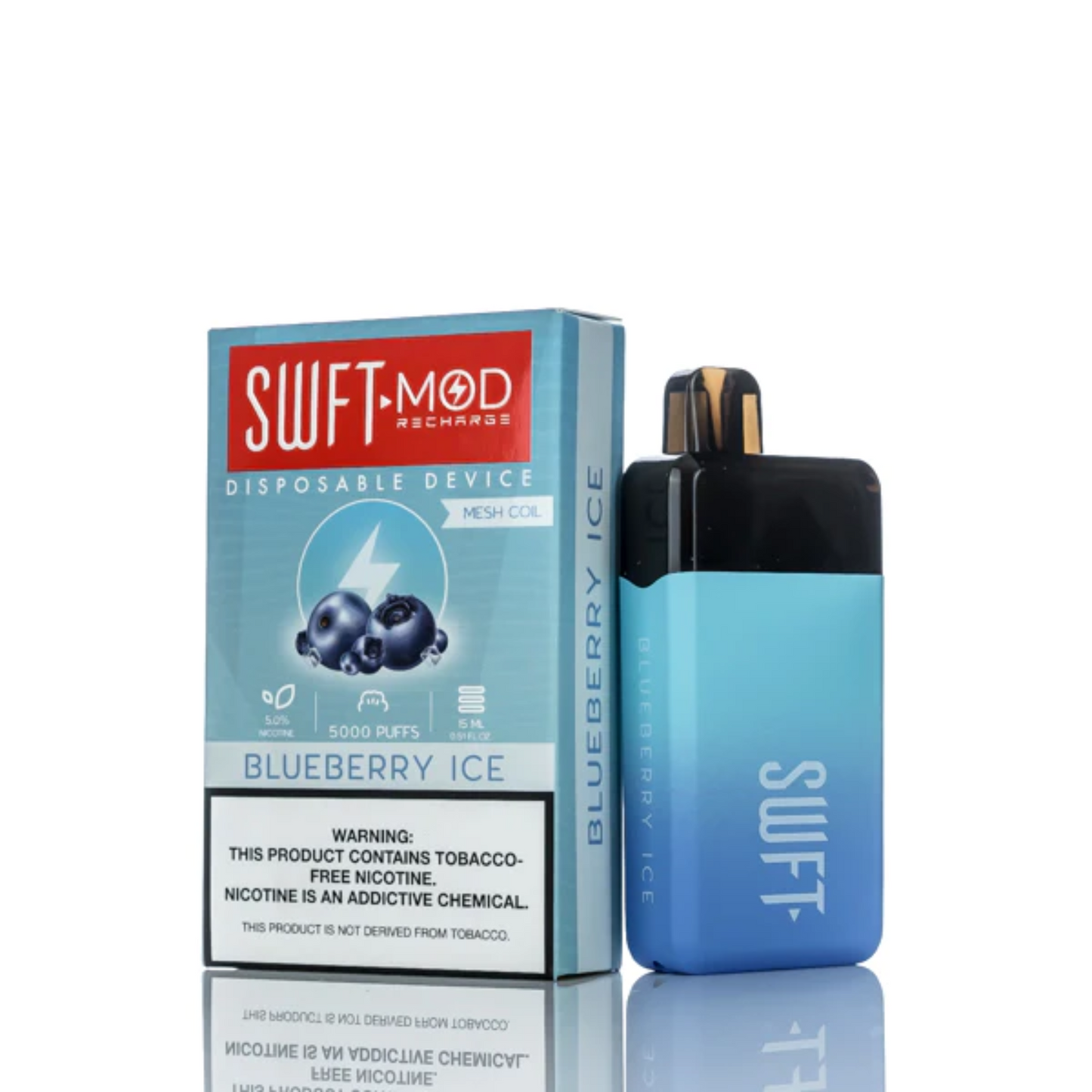 SWFT Mod Disposable | 5000 Puffs | 15mL | 50mg | MOQ 10 | Blueberry Ice with Packaging