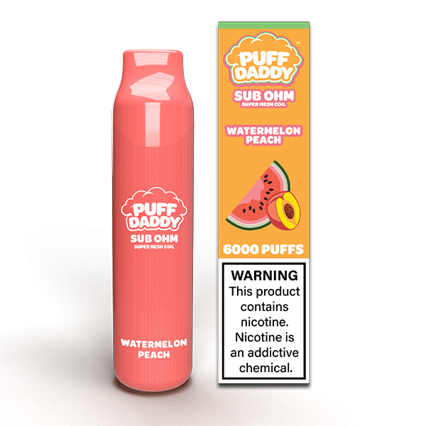 Puff Daddy Disposable 6000 Puffs 14mL 50mg | MOQ 10 | Watermelon Peach with Packaging