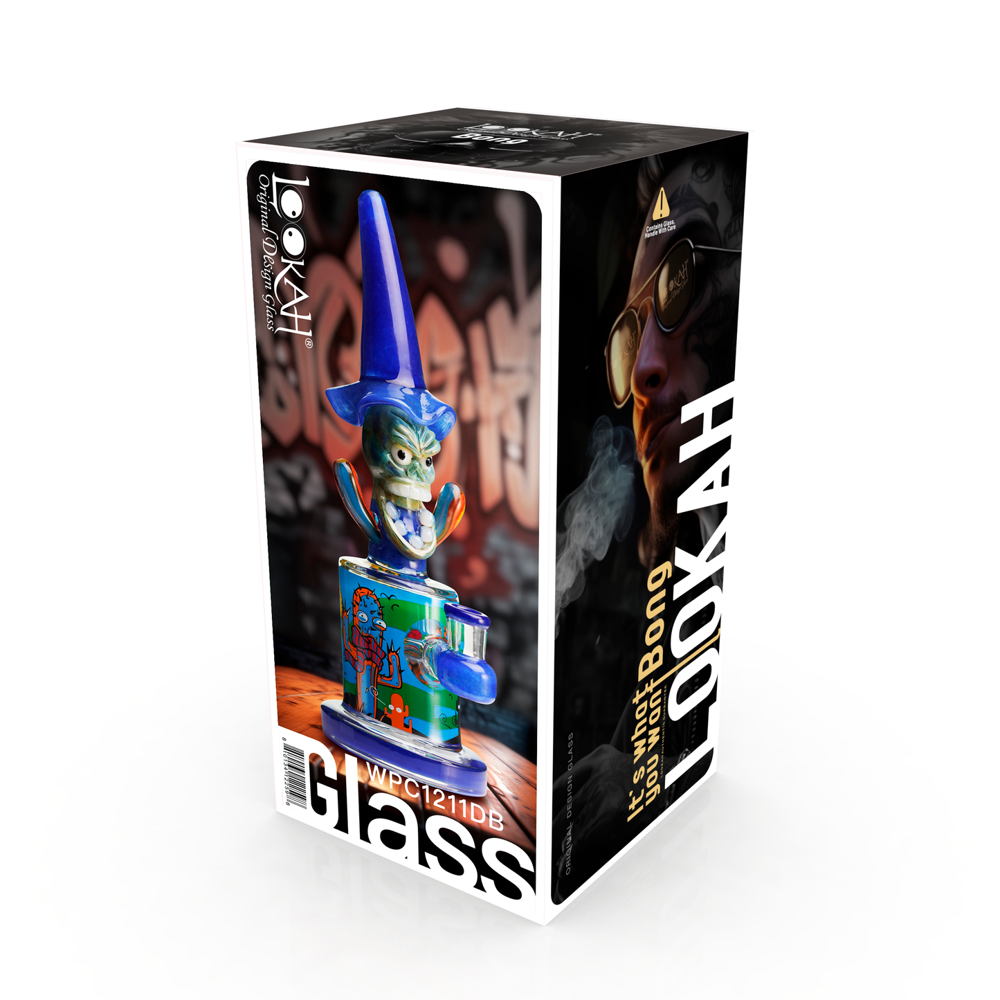 Lookah 10″ Cool Hooded Cactus Water Pipe (WPC1211) - Dark Blue packaging