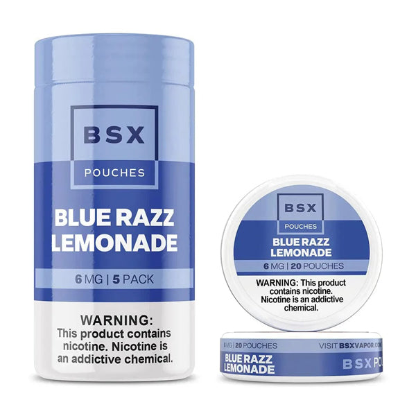 Basix Nicotine Pouches (20ct Can)(5-Can Pack) | Blue Razz Lemonade with Packaging