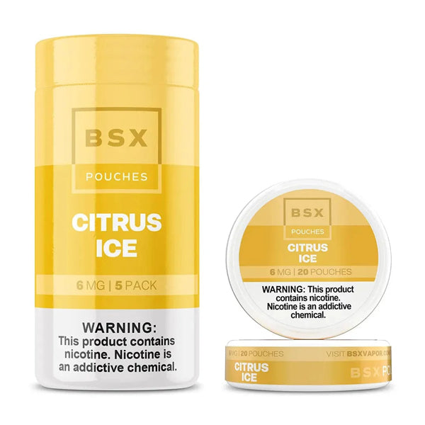Basix Nicotine Pouches (20ct Can)(5-Can Pack) | Citrus Ice with Packaging