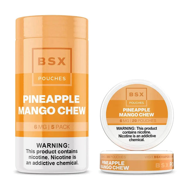 Basix Nicotine Pouches (20ct Can)(5-Can Pack) | Pineapple Mango Chew with Packaging