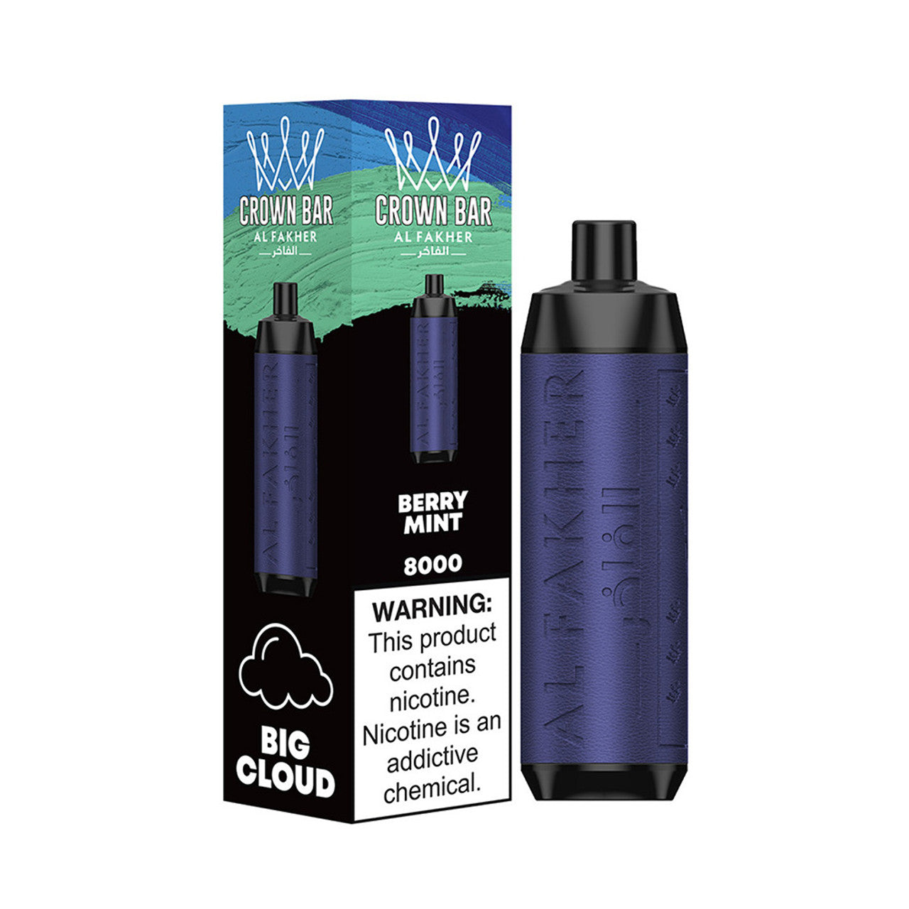Crown Bar AF8000 Disposable | 8000 Puffs | 18mL | 50mg | MOQ 10 | Berry MInt with Packaging