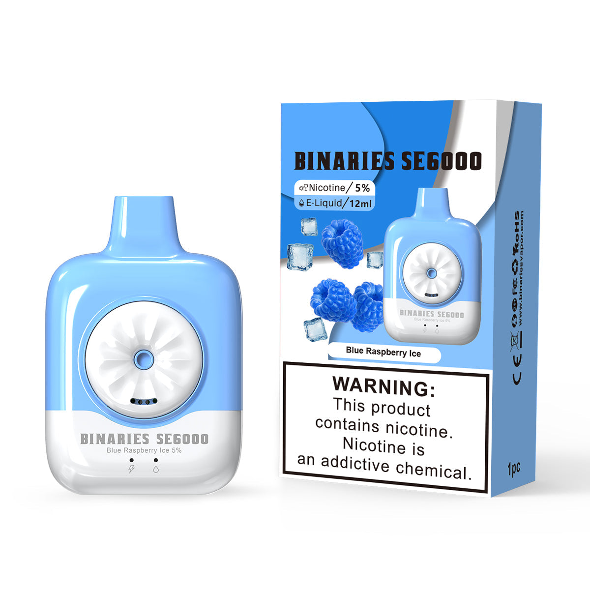 HorizonTech Binaries Cabin Disposable SE | 6000 Puffs | 12mL | 50mg | MOQ 10 | Blue Raspberry Ice with Packaging