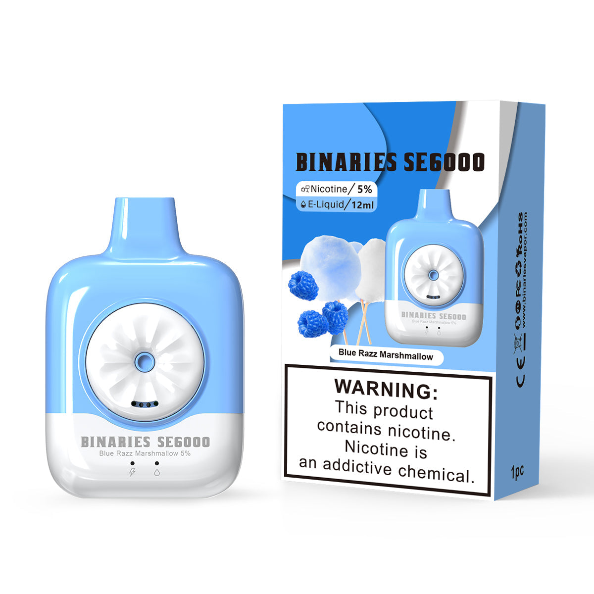HorizonTech Binaries Cabin Disposable SE | 6000 Puffs | 12mL | 50mg | MOQ 10 | Blue Razz Marshmallow with Packaging
