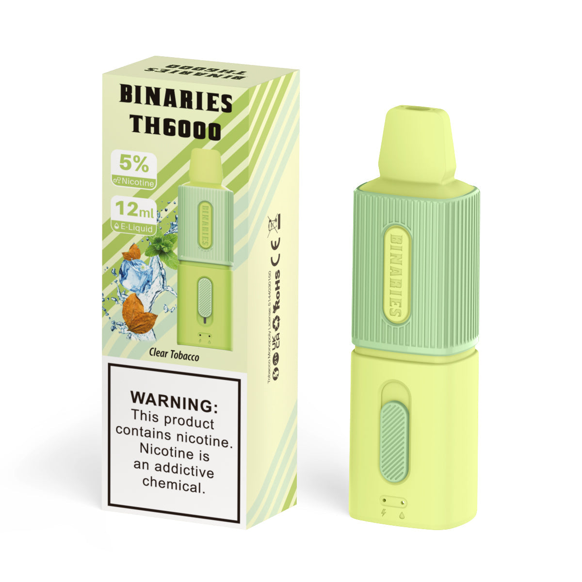 HorizonTech Binaries Cabin TH6000 Disposable | 6000 Puffs | 12mL | 50mg | MOQ 10 | Clear Tobacco with Packaging