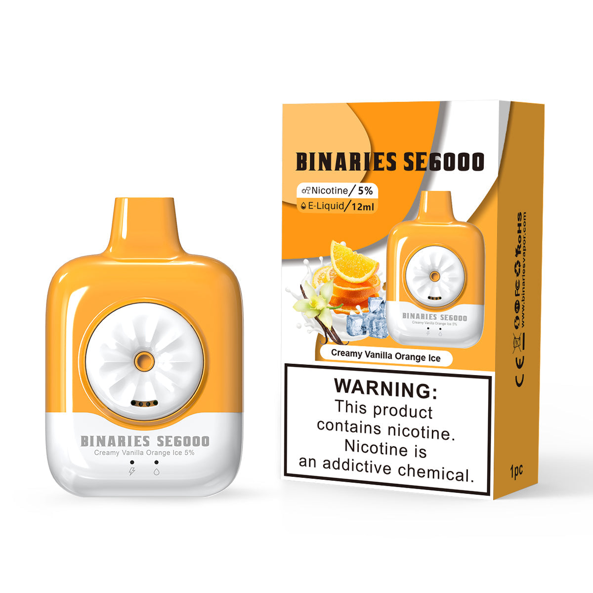 HorizonTech Binaries Cabin Disposable SE | 6000 Puffs | 12mL | 50mg | MOQ 10 | Creamy Vanilla Orange Ice with Packaging